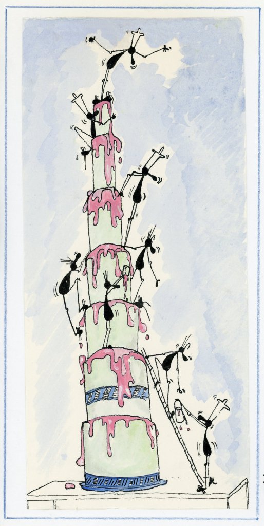 Outsects adding icing to the cake